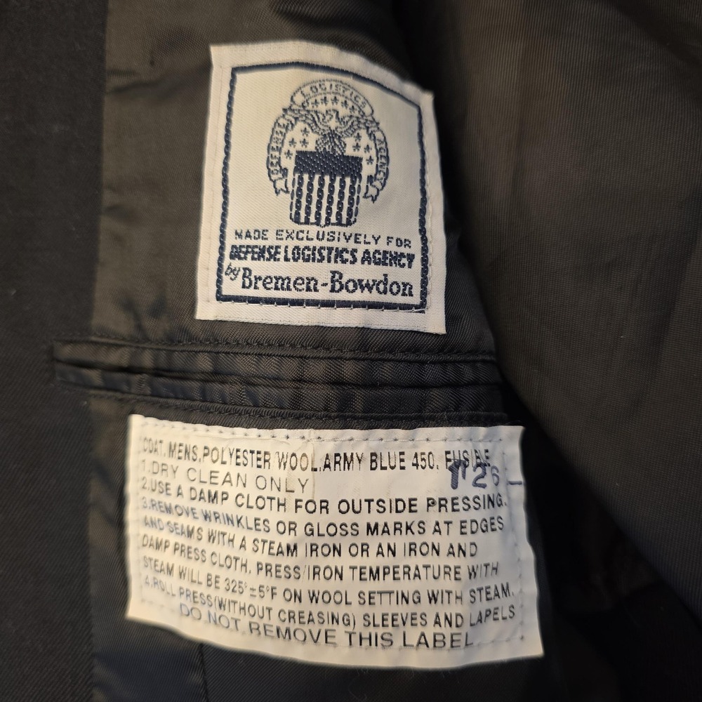 Bremen-Bowdon Suit Jacket Mens 40R Blue Polyester Wool Army Dress ROTC Uniform - Picture 13 of 16
